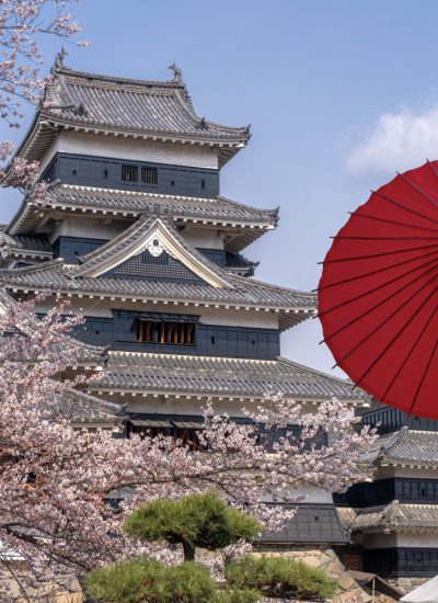 japanese castle in tokyo with cherry blossom, traveller woman in Kimono traditional dress, Fuji mountain blue sky and reflec of castle in river , Tokyo city, Japan